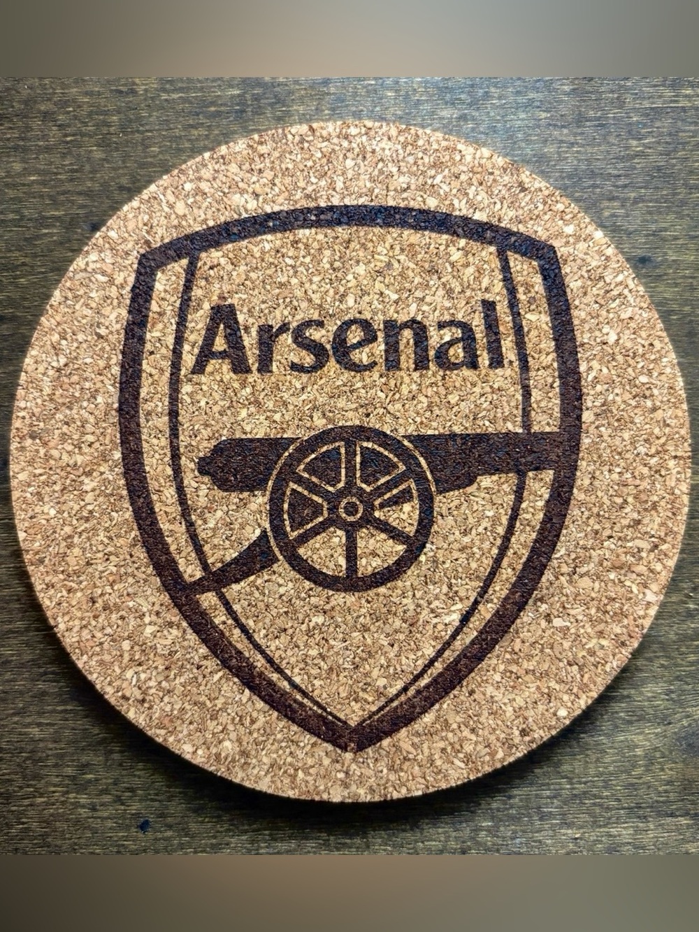 Arsenal FC Laser Engraved Cork Coaster